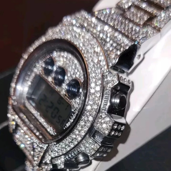 Mens Iced Out Heavy Simulated Diamond CZ Silverplated Water-resistant Watch - Picture 7 of 15